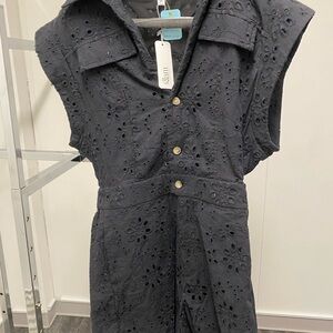 Glam Black Eyelet Jumpsuit